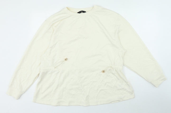 F&F Womens Ivory Polyamide Pullover Sweatshirt Size 16 Tie