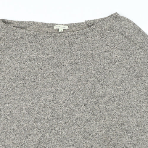 River Island Womens Brown Boat Neck Polyester Pullover Jumper Size 8