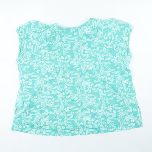 Anthology Womens Blue Geometric 100% Cotton Basic T-Shirt Size 16 Round Neck