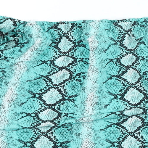 Dorothy Perkins Womens Blue Animal Print Polyester Basic Blouse Size 8 Off the Shoulder - Snake Pattern