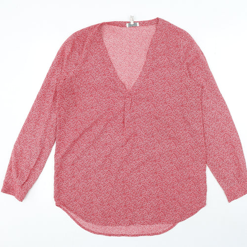 JOIE Womens Red Geometric Polyester Basic Blouse Size S V-Neck