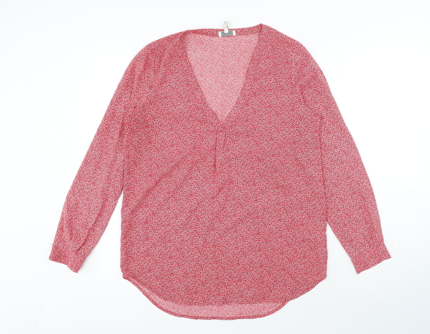 JOIE Womens Red Geometric Polyester Basic Blouse Size S V-Neck