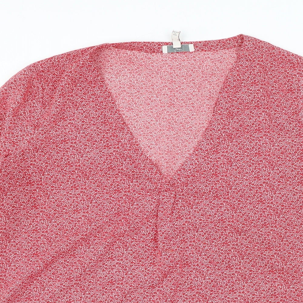 JOIE Womens Red Geometric Polyester Basic Blouse Size S V-Neck