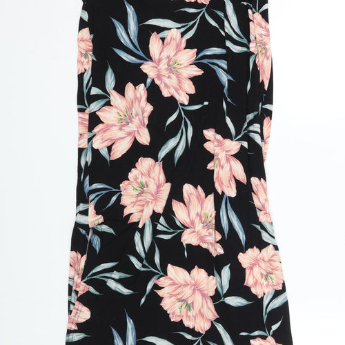 New Look Womens Black Floral Viscose Maxi Size 14 Round Neck Pullover