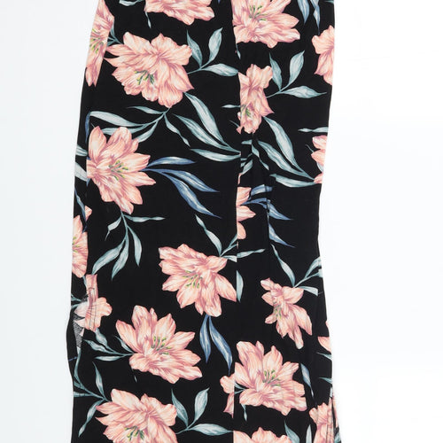New Look Womens Black Floral Viscose Maxi Size 14 Round Neck Pullover