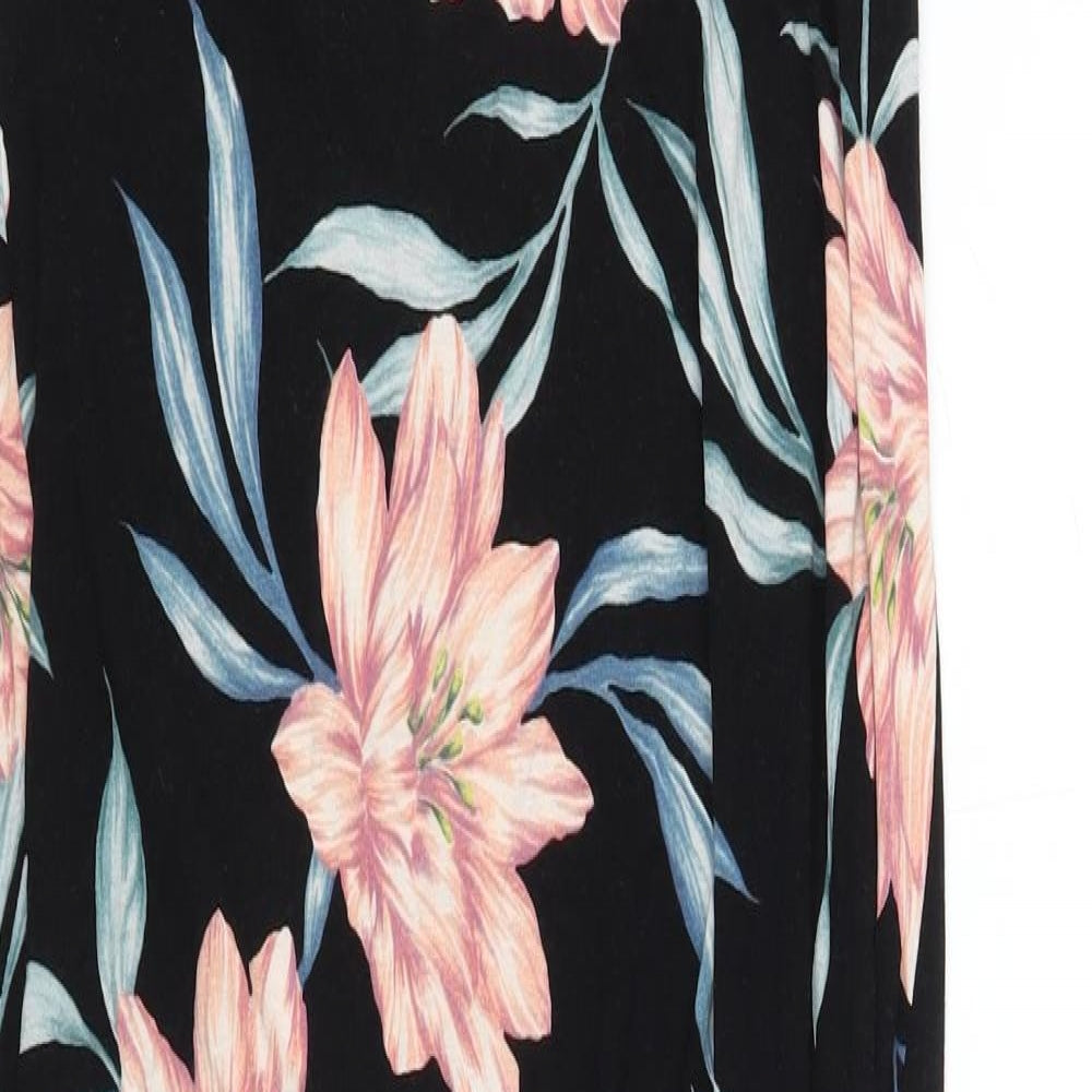 New Look Womens Black Floral Viscose Maxi Size 14 Round Neck Pullover