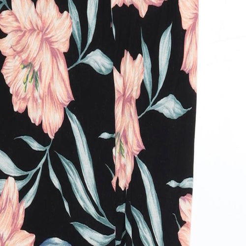 New Look Womens Black Floral Viscose Maxi Size 14 Round Neck Pullover