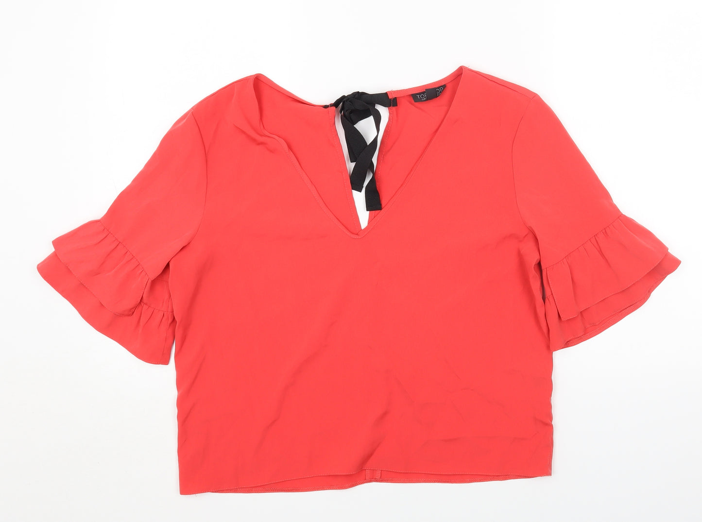Topshop Womens Pink Polyester Basic Blouse Size 10 V-Neck