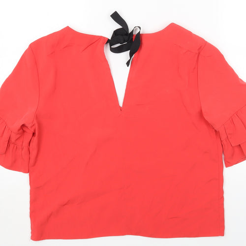 Topshop Womens Pink Polyester Basic Blouse Size 10 V-Neck