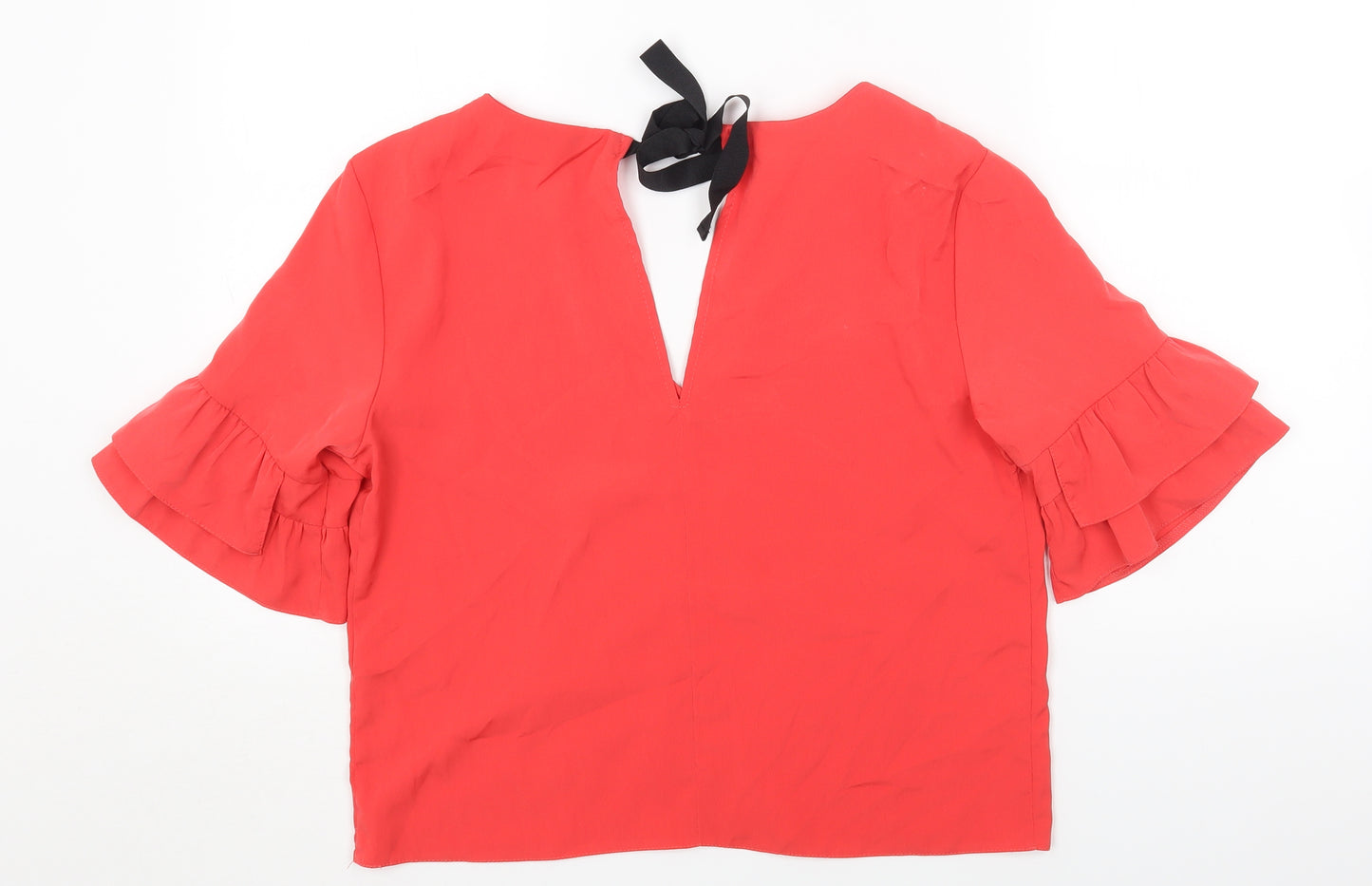 Topshop Womens Pink Polyester Basic Blouse Size 10 V-Neck