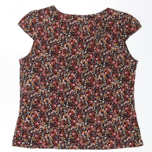 Peacocks Womens Multicoloured Floral Polyester Basic Blouse Size 14 Scoop Neck