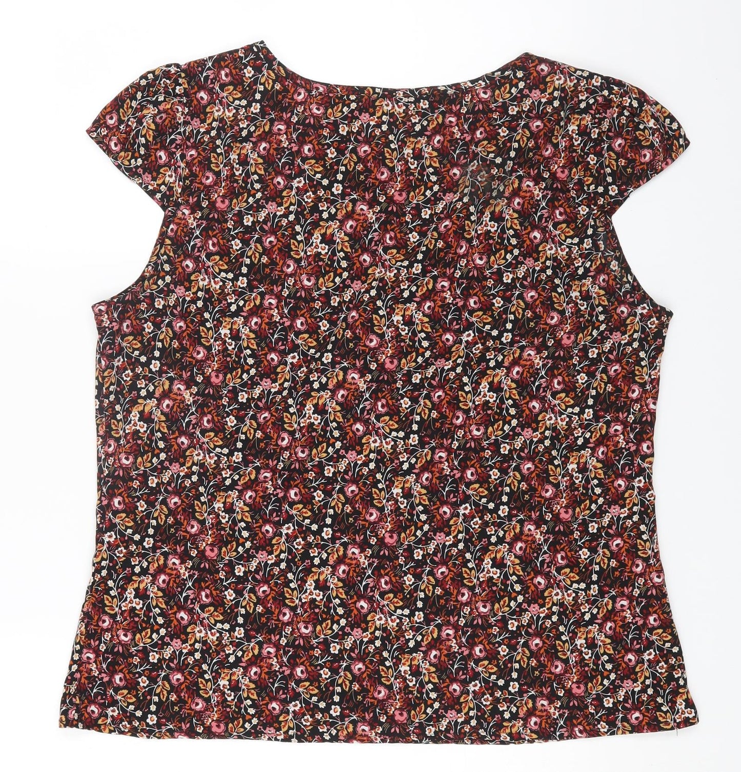 Peacocks Womens Multicoloured Floral Polyester Basic Blouse Size 14 Scoop Neck