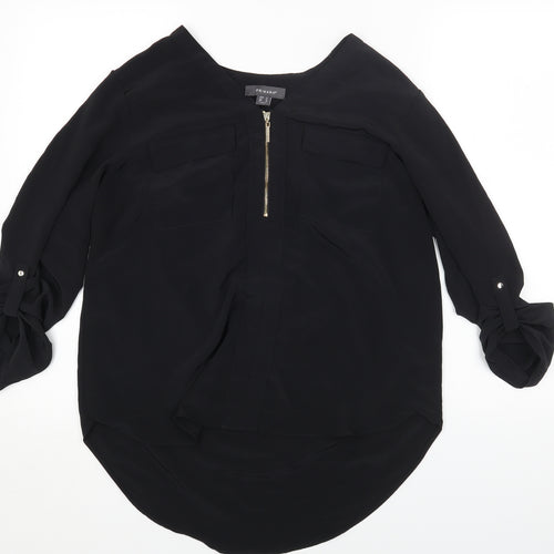 Primark Womens Black Polyester Basic Blouse Size 14 V-Neck