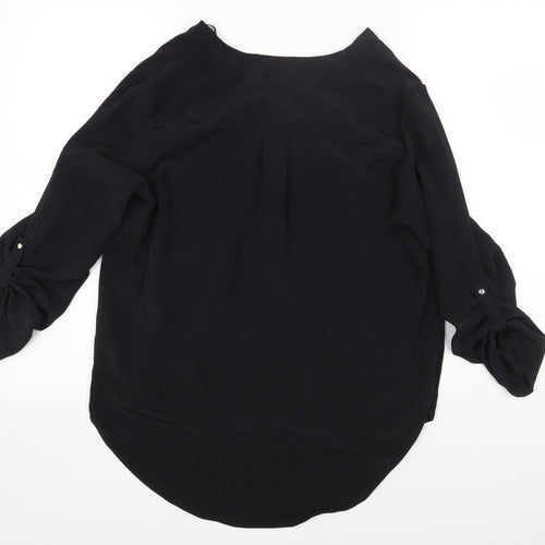 Primark Womens Black Polyester Basic Blouse Size 14 V-Neck