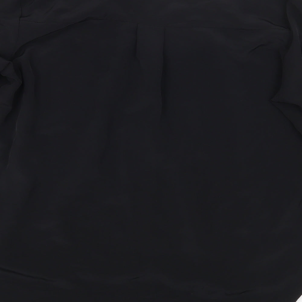 Primark Womens Black Polyester Basic Blouse Size 14 V-Neck
