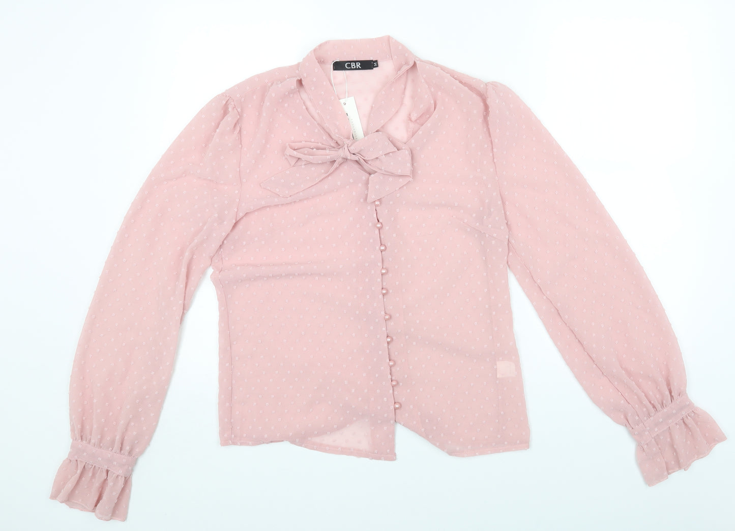Chic Boutique Rose Womens Pink Cotton Basic Blouse Size M Collared