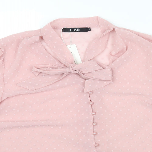Chic Boutique Rose Womens Pink Cotton Basic Blouse Size M Collared