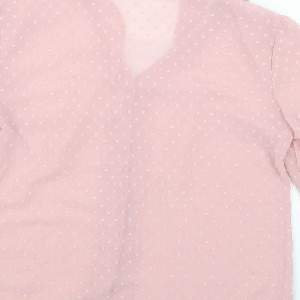 Chic Boutique Rose Womens Pink Cotton Basic Blouse Size M Collared
