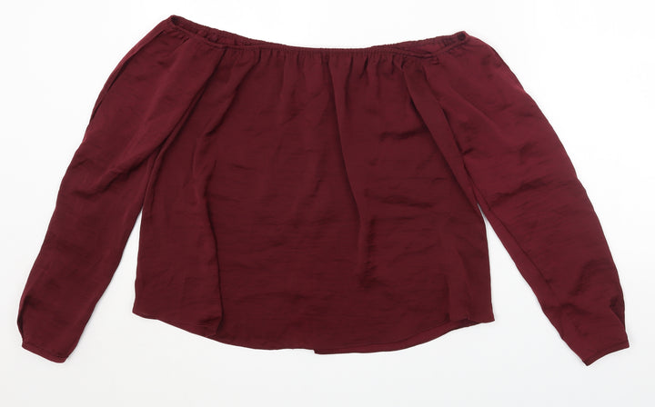 River Island Womens Purple Polyester Basic Blouse Size 8 Off the Shoulder