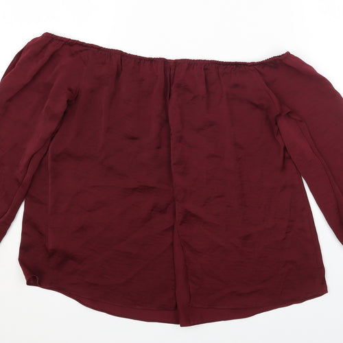 River Island Womens Purple Polyester Basic Blouse Size 8 Off the Shoulder