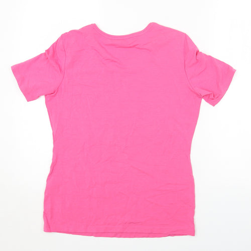 Gerry Weber Womens Pink Geometric Cotton Jersey T-Shirt Size 10 Round Neck - Pineapple Print