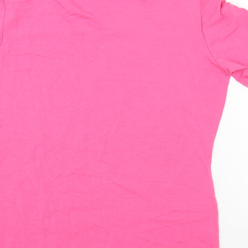 Gerry Weber Womens Pink Geometric Cotton Jersey T-Shirt Size 10 Round Neck - Pineapple Print