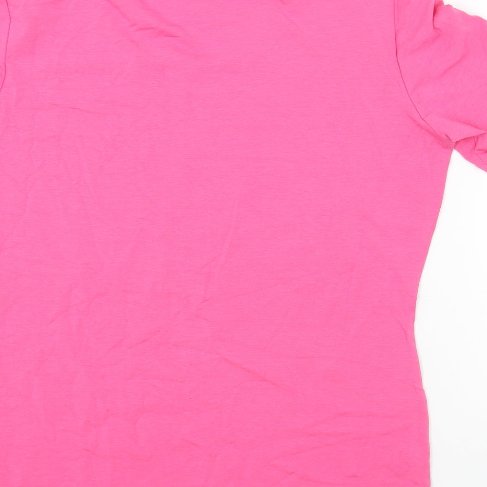 Gerry Weber Womens Pink Geometric Cotton Jersey T-Shirt Size 10 Round Neck - Pineapple Print
