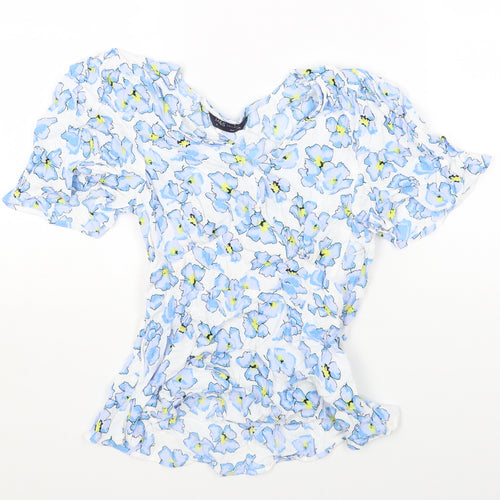 Marks and Spencer Womens White Floral Polyester Camisole Blouse Size 10 V-Neck