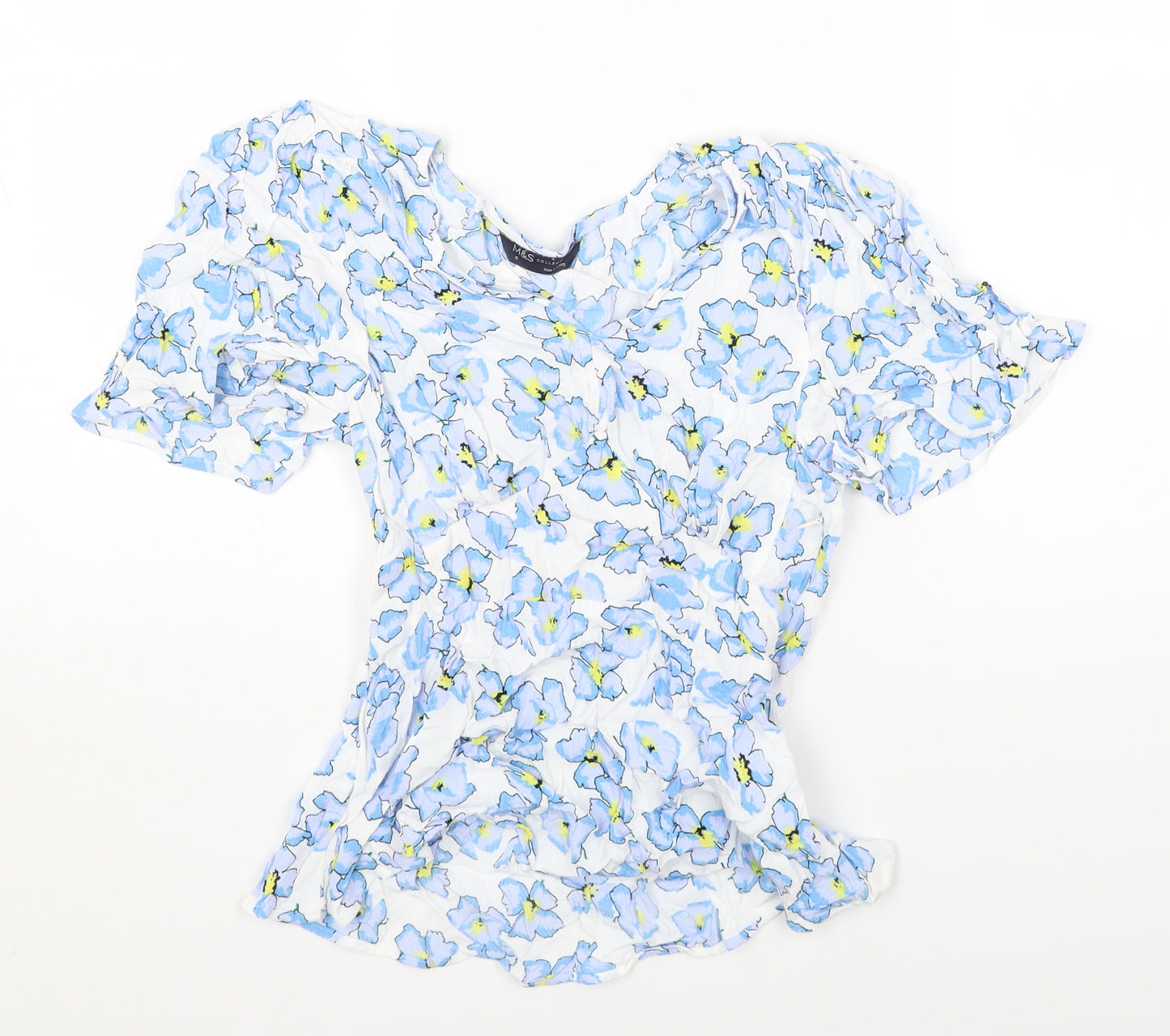 Marks and Spencer Womens White Floral Polyester Camisole Blouse Size 10 V-Neck