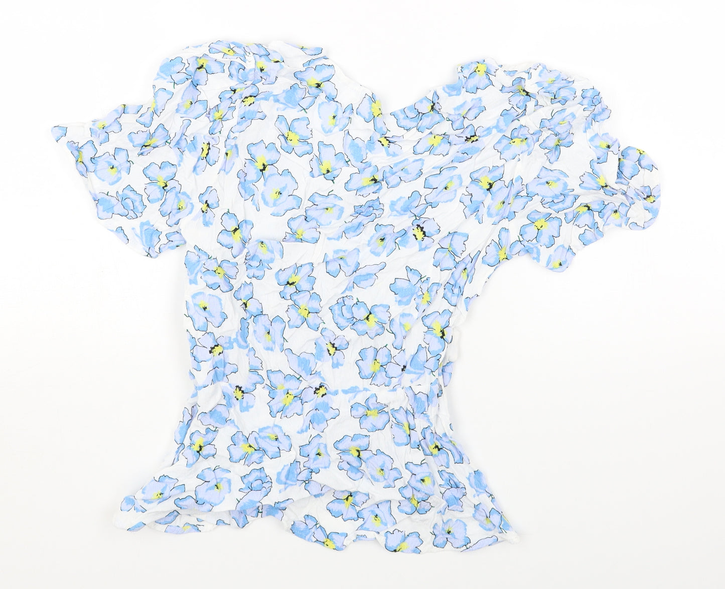 Marks and Spencer Womens White Floral Polyester Camisole Blouse Size 10 V-Neck
