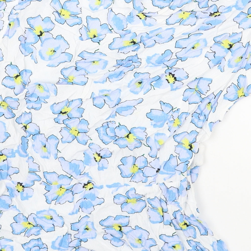 Marks and Spencer Womens White Floral Polyester Camisole Blouse Size 10 V-Neck