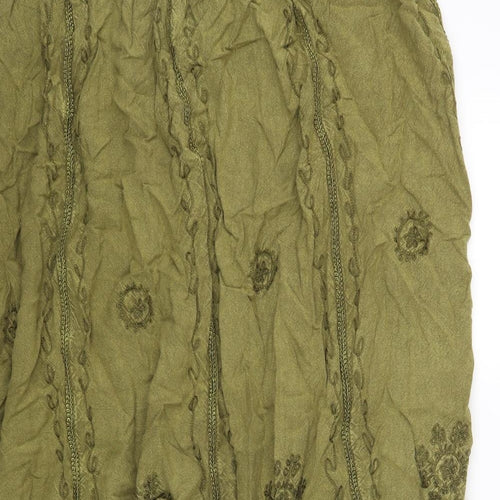 Saloos Womens Green Cotton Maxi Skirt Size L Drawstring