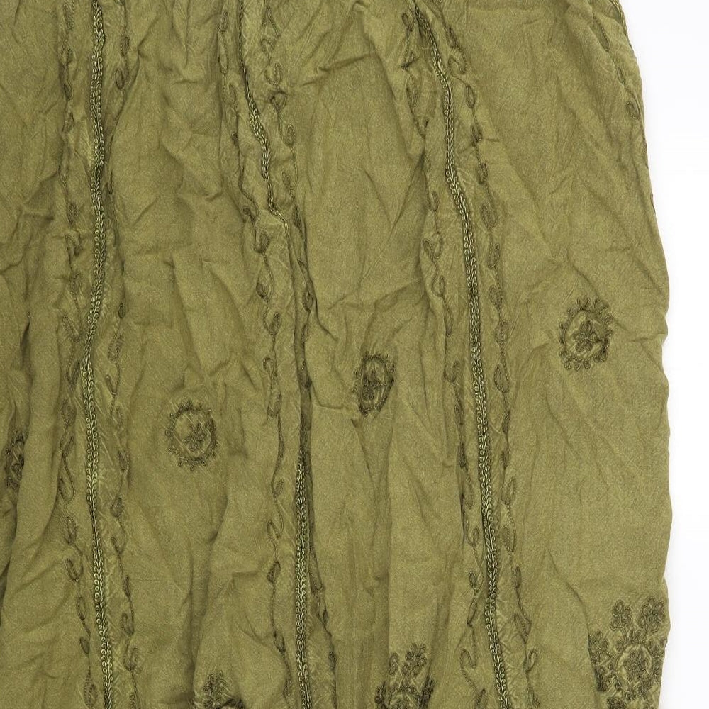 Saloos Womens Green Cotton Maxi Skirt Size L Drawstring