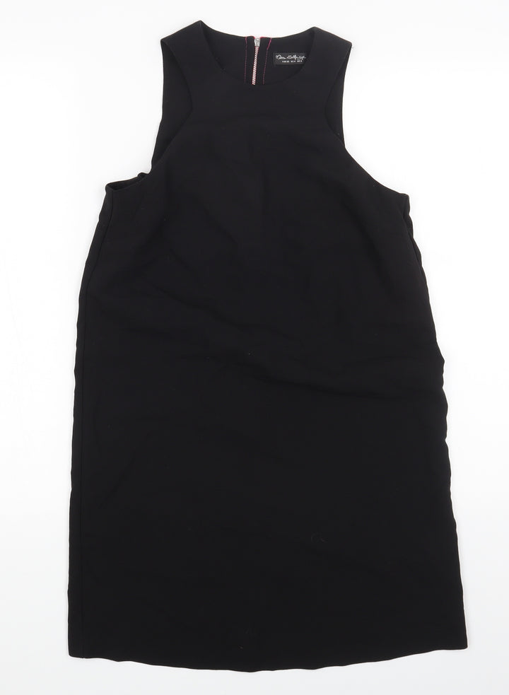 Miss Selfridge Womens Black Polyester Sheath Size 8 Round Neck Zip