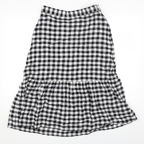 Marks and Spencer Womens Black Check Cotton A-Line Set Size 12 Zip