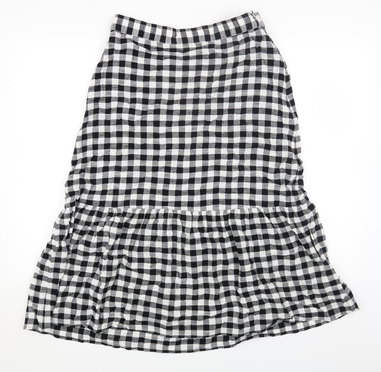 Marks and Spencer Womens Black Check Cotton A-Line Set Size 12 Zip