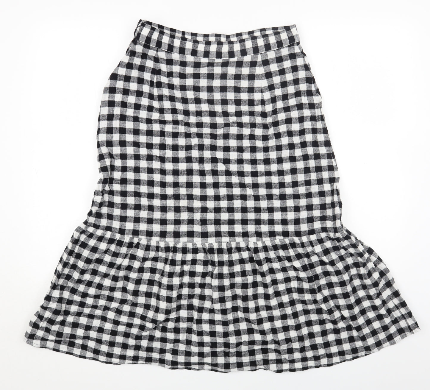 Marks and Spencer Womens Black Check Cotton A-Line Set Size 12 Zip