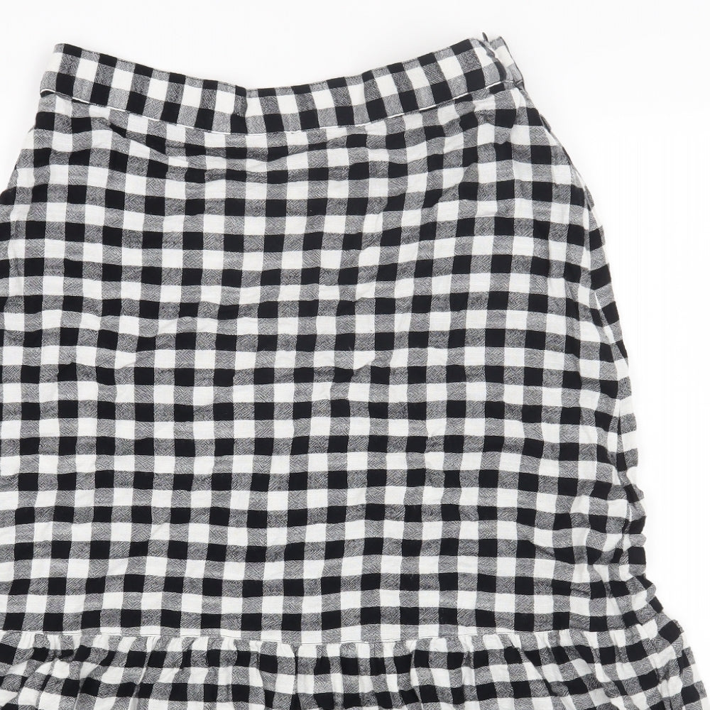 Marks and Spencer Womens Black Check Cotton A-Line Set Size 12 Zip