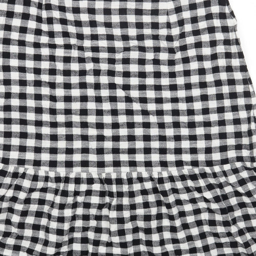 Marks and Spencer Womens Black Check Cotton A-Line Set Size 12 Zip