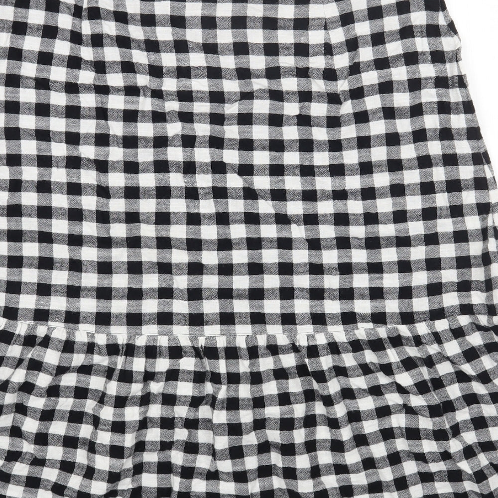 Marks and Spencer Womens Black Check Cotton A-Line Set Size 12 Zip