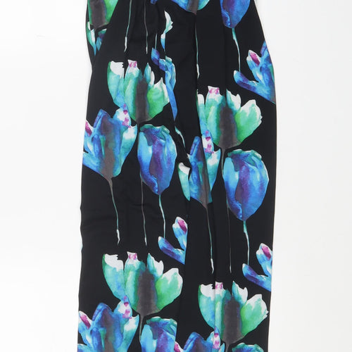 Quiz Womens Black Floral Polyester Jumpsuit One-Piece Size 12 L32 in Button