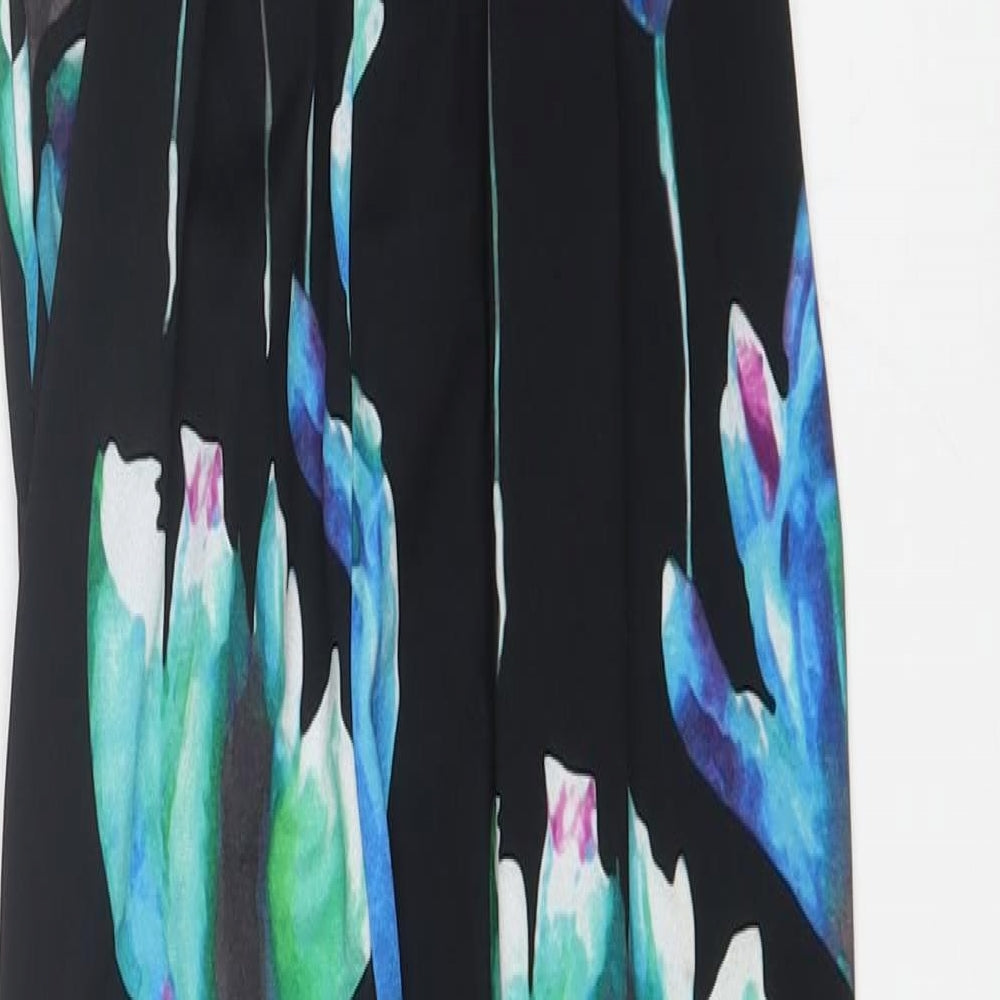 Quiz Womens Black Floral Polyester Jumpsuit One-Piece Size 12 L32 in Button