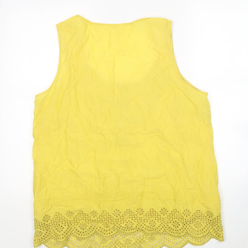 Marks and Spencer Womens Yellow Cotton Basic Tank Size 20 Scoop Neck