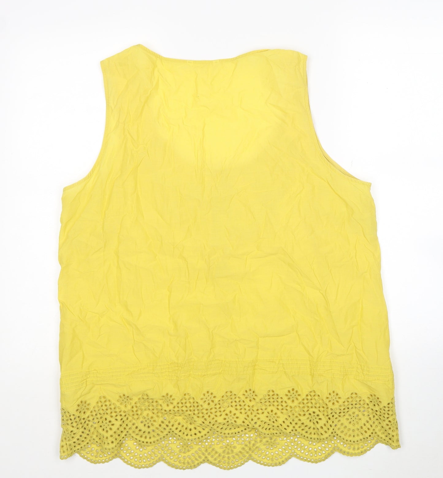Marks and Spencer Womens Yellow Cotton Basic Tank Size 20 Scoop Neck