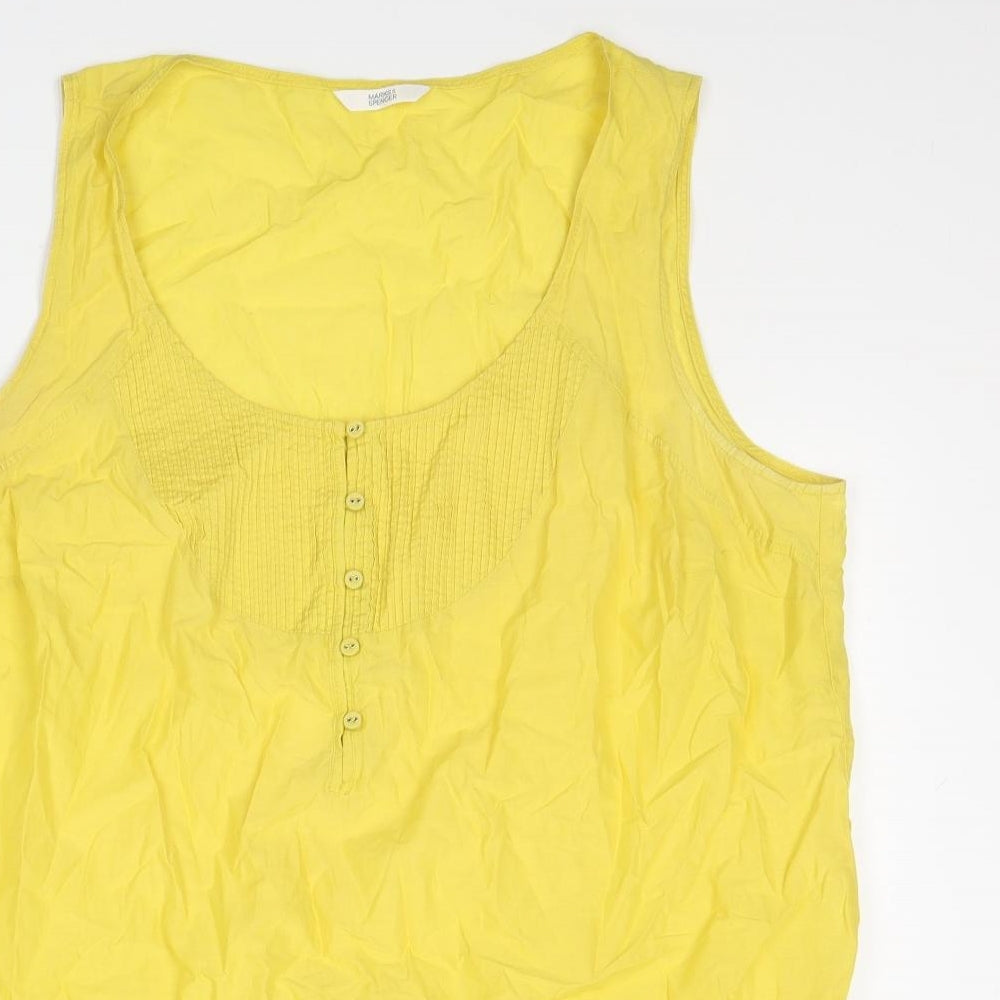 Marks and Spencer Womens Yellow Cotton Basic Tank Size 20 Scoop Neck