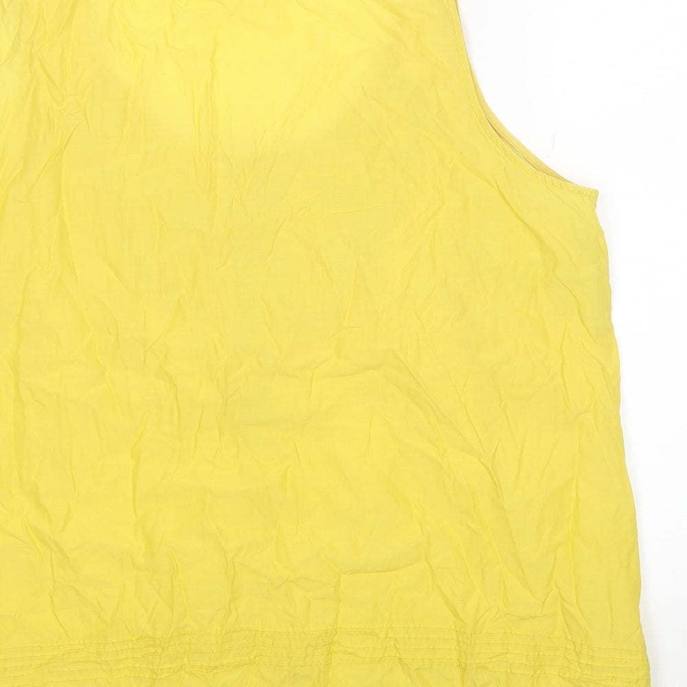 Marks and Spencer Womens Yellow Cotton Basic Tank Size 20 Scoop Neck
