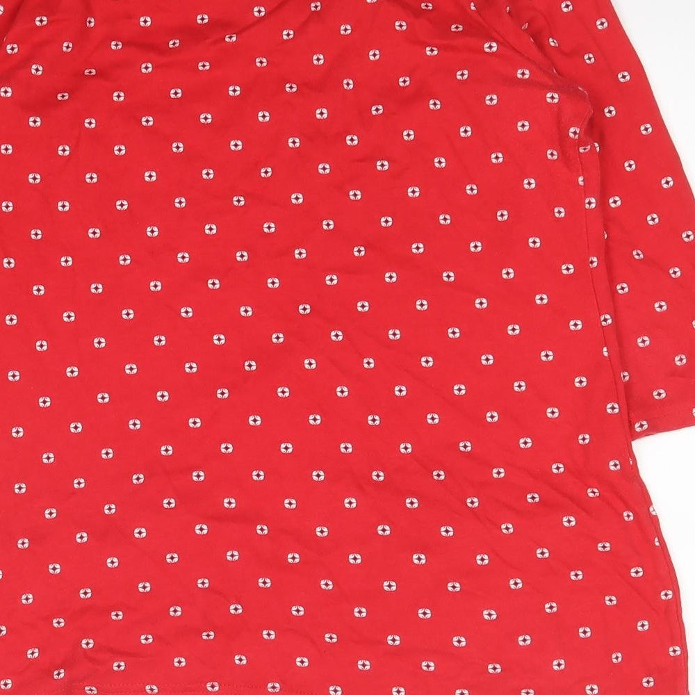 Love Leisure Womens Red Geometric Cotton Basic T-Shirt Size 12 Scoop Neck