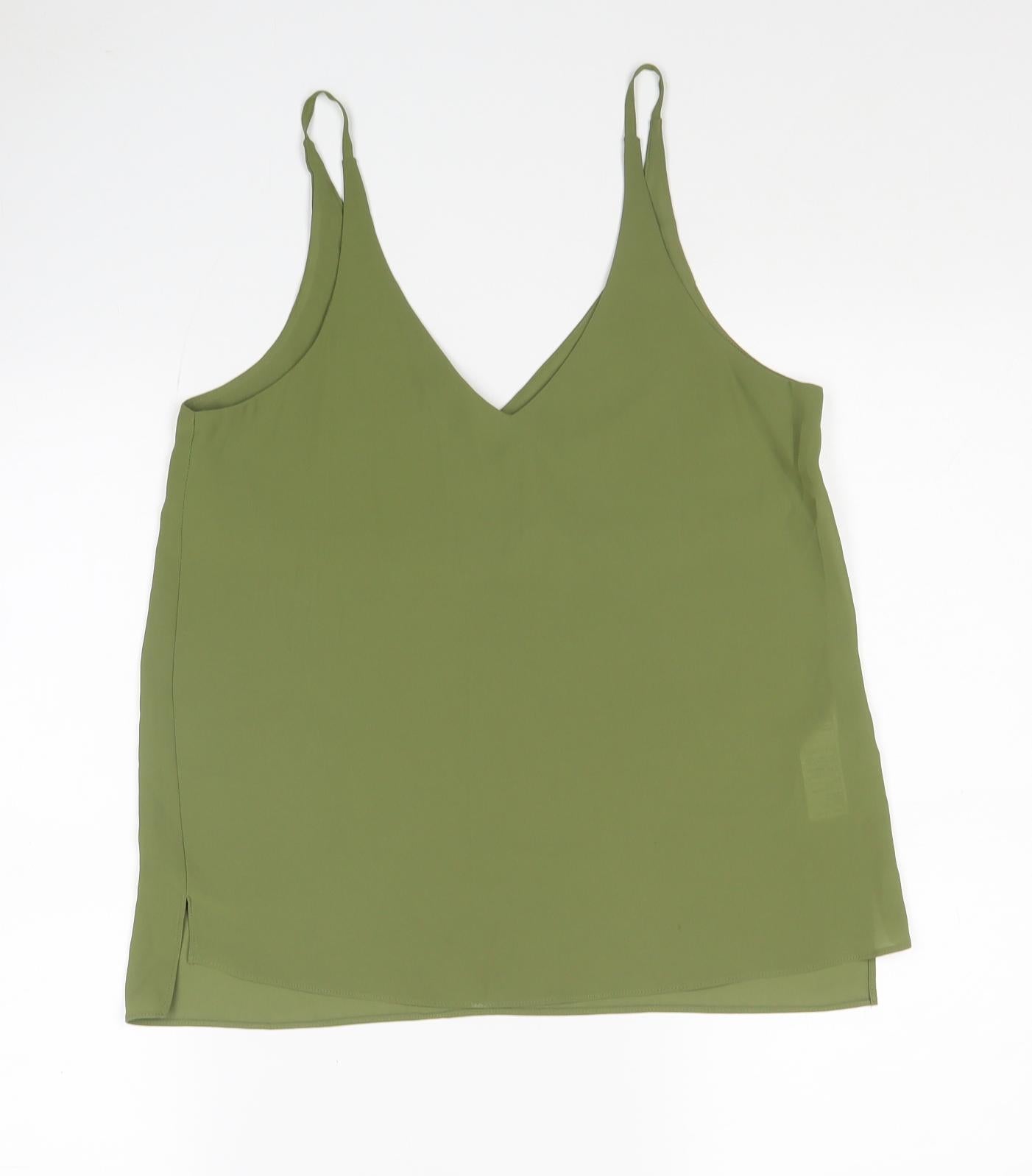 Topshop Womens Green Polyester Camisole Tank Size 8 V-Neck