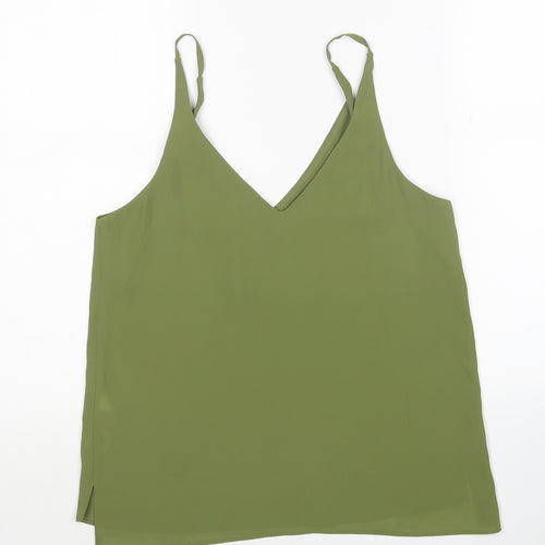 Topshop Womens Green Polyester Camisole Tank Size 8 V-Neck