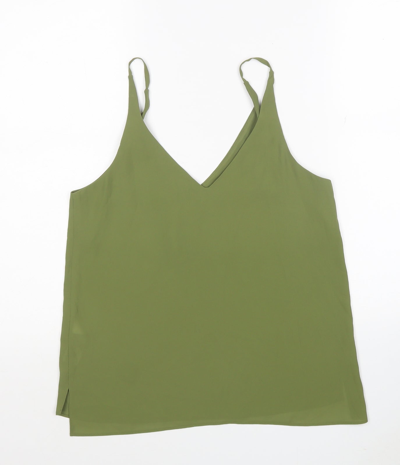 Topshop Womens Green Polyester Camisole Tank Size 8 V-Neck